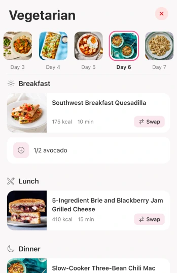 Meal plan in TrueMe